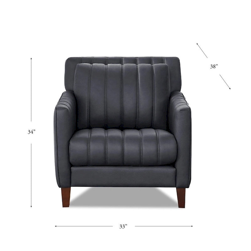 Fauteuil d'appoint en cuir pleine fleur, garnissage plumes, mousse à mémoire de forme, ressorts de soutien, assise de luxe