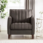 Fauteuil d'appoint en cuir pleine fleur, garnissage plumes, mousse à mémoire de forme, ressorts de soutien, assise de luxe