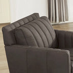 Fauteuil d'appoint en cuir pleine fleur, garnissage plumes, mousse à mémoire de forme, ressorts de soutien, assise de luxe