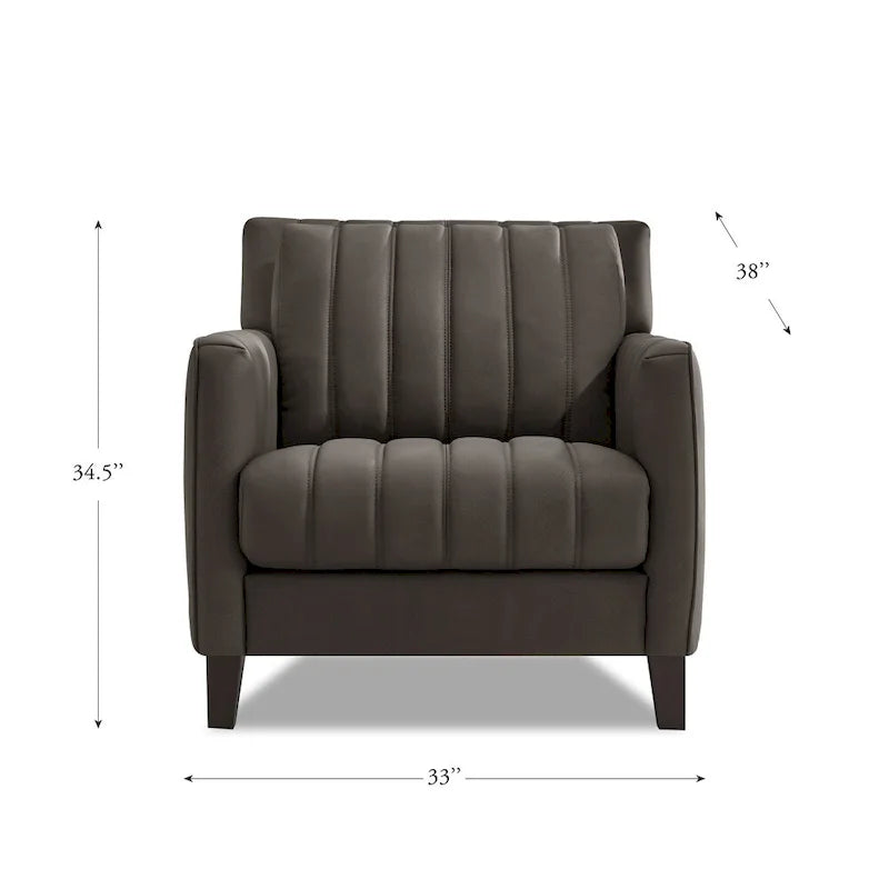 Fauteuil d'appoint en cuir pleine fleur, garnissage plumes, mousse à mémoire de forme, ressorts de soutien, assise de luxe