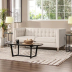 Canapé Petit Espace Carré Capitonné Accoudoirs Droits Coussins Amovibles Salon Compact