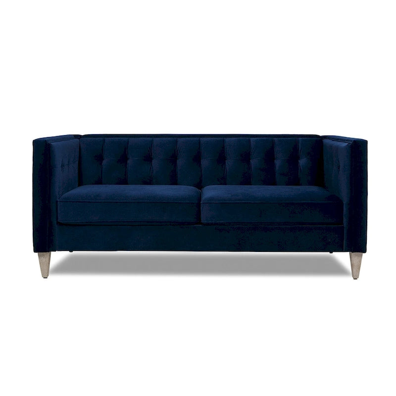 Canapé Petit Espace Carré Capitonné Accoudoirs Droits Coussins Amovibles Salon Compact