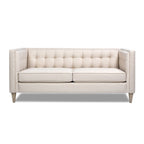 Canapé Petit Espace Carré Capitonné Accoudoirs Droits Coussins Amovibles Salon Compact