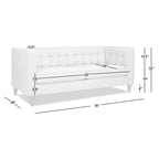 Canapé Petit Espace Carré Capitonné Accoudoirs Droits Coussins Amovibles Salon Compact