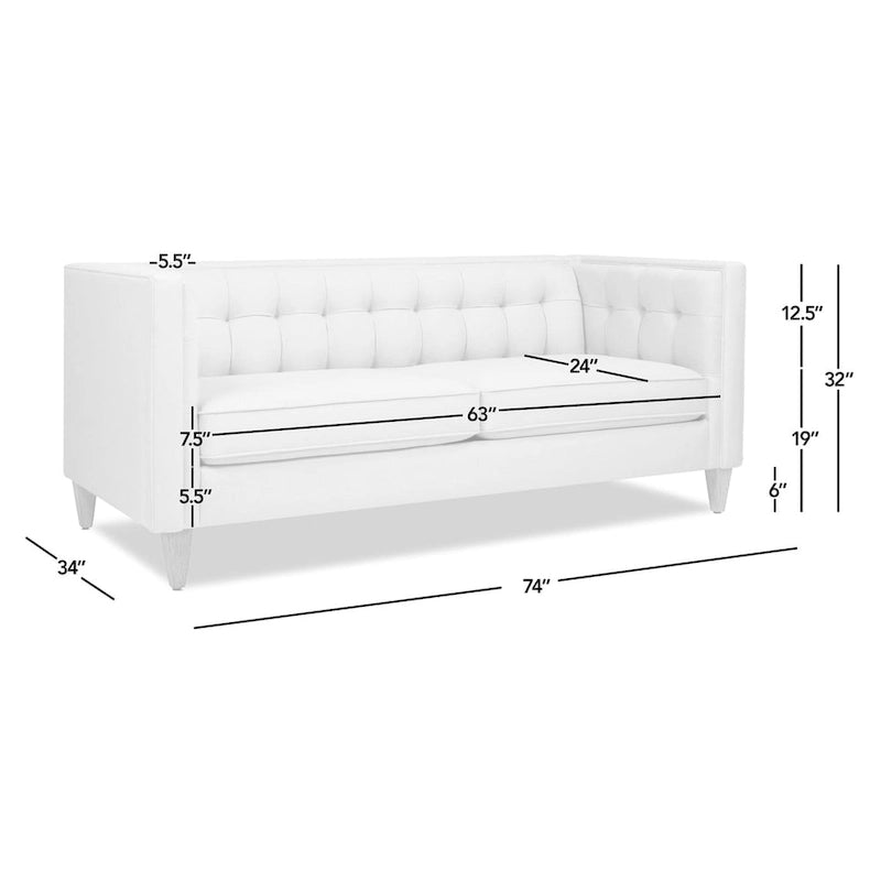 Canapé Petit Espace Carré Capitonné Accoudoirs Droits Coussins Amovibles Salon Compact