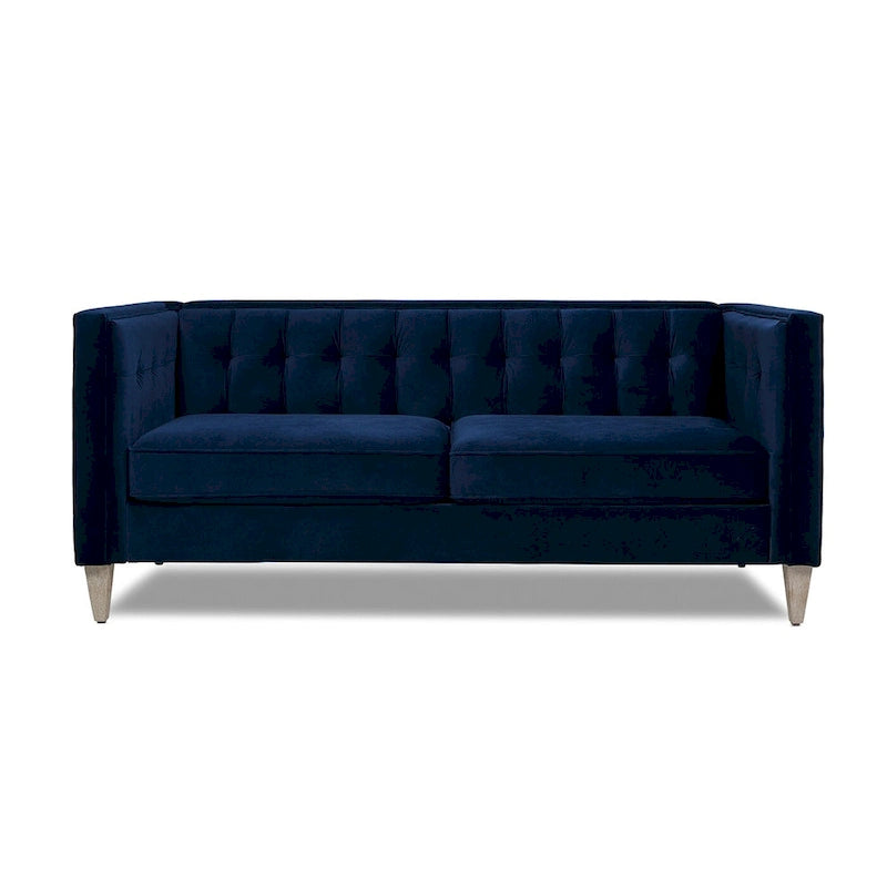 Canapé Petit Espace Carré Capitonné Accoudoirs Droits Coussins Amovibles Salon Compact
