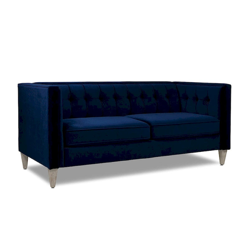 Canapé Petit Espace Carré Capitonné Accoudoirs Droits Coussins Amovibles Salon Compact