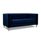 Canapé Petit Espace Carré Capitonné Accoudoirs Droits Coussins Amovibles Salon Compact