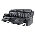 Canapé inclinable en similicuir avec accoudoirs rembourrés, style contemporain, 216 cm de large, disponible en 5 coloris