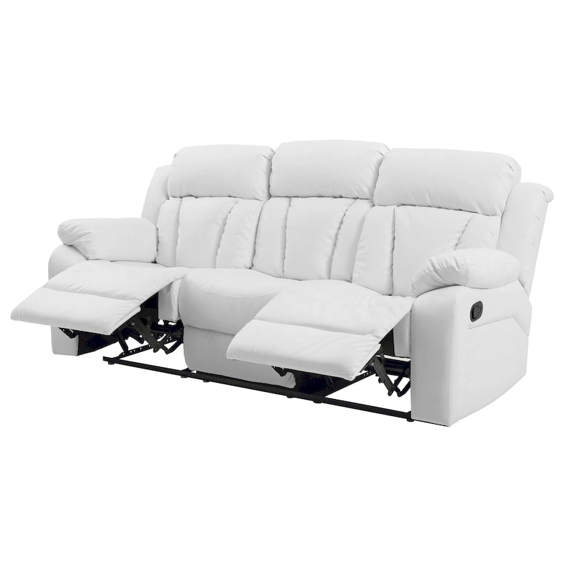 Canapé inclinable en similicuir avec accoudoirs rembourrés, style contemporain, 216 cm de large, disponible en 5 coloris