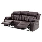Canapé inclinable en similicuir avec accoudoirs rembourrés, style contemporain, 216 cm de large, disponible en 5 coloris