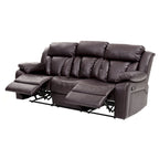 Canapé inclinable en similicuir avec accoudoirs rembourrés, style contemporain, 216 cm de large, disponible en 5 coloris