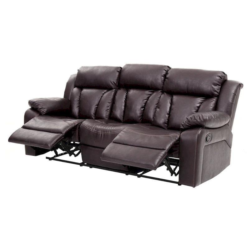 Canapé inclinable en similicuir avec accoudoirs rembourrés, style contemporain, 216 cm de large, disponible en 5 coloris
