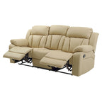 Canapé inclinable en similicuir avec accoudoirs rembourrés, style contemporain, 216 cm de large, disponible en 5 coloris