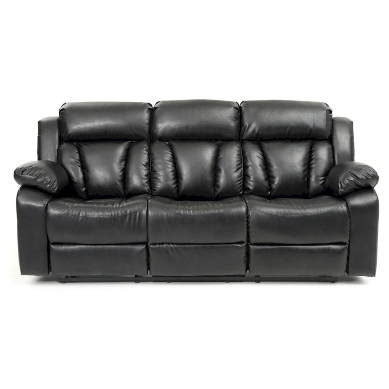 Canapé inclinable en similicuir avec accoudoirs rembourrés, style contemporain, 216 cm de large, disponible en 5 coloris