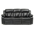 Canapé inclinable en similicuir avec accoudoirs rembourrés, style contemporain, 216 cm de large, disponible en 5 coloris