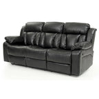 Canapé inclinable en similicuir avec accoudoirs rembourrés, style contemporain, 216 cm de large, disponible en 5 coloris