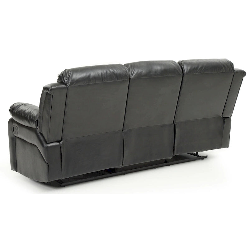 Canapé inclinable en similicuir avec accoudoirs rembourrés, style contemporain, 216 cm de large, disponible en 5 coloris