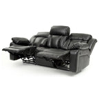 Canapé inclinable en similicuir avec accoudoirs rembourrés, style contemporain, 216 cm de large, disponible en 5 coloris
