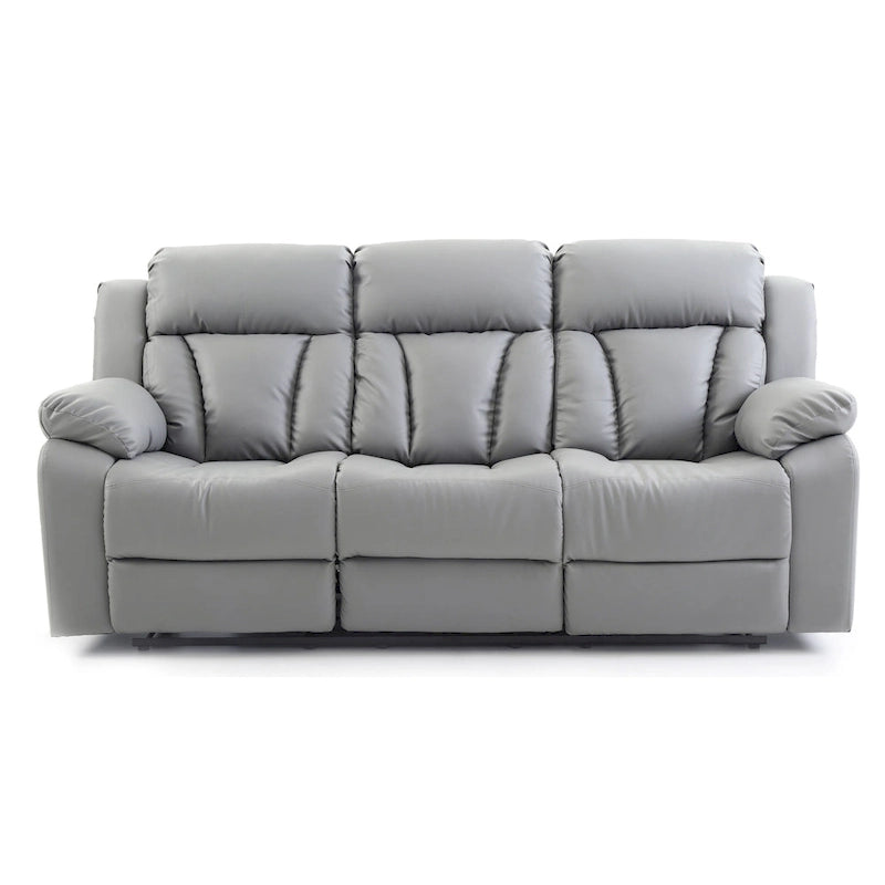 Canapé inclinable en similicuir avec accoudoirs rembourrés, style contemporain, 216 cm de large, disponible en 5 coloris