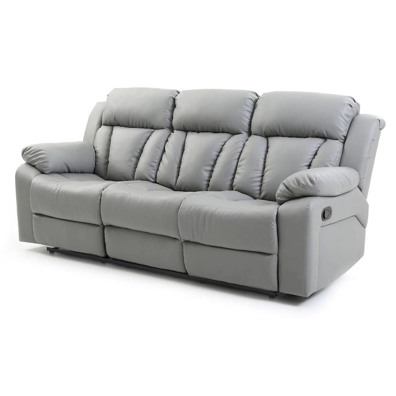 Canapé inclinable en similicuir avec accoudoirs rembourrés, style contemporain, 216 cm de large, disponible en 5 coloris