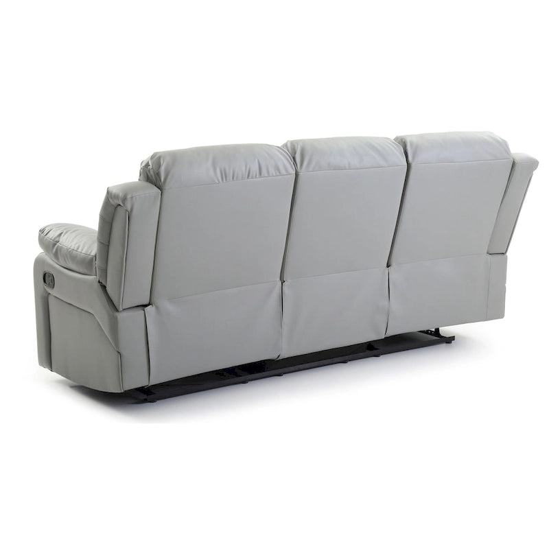 Canapé inclinable en similicuir avec accoudoirs rembourrés, style contemporain, 216 cm de large, disponible en 5 coloris
