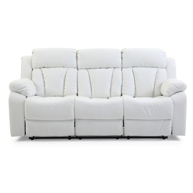 Canapé inclinable en similicuir avec accoudoirs rembourrés, style contemporain, 216 cm de large, disponible en 5 coloris