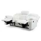 Canapé inclinable en similicuir avec accoudoirs rembourrés, style contemporain, 216 cm de large, disponible en 5 coloris