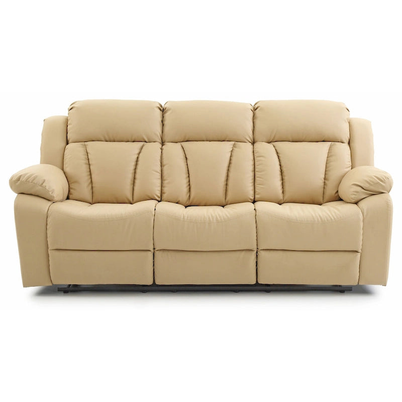 Canapé inclinable en similicuir avec accoudoirs rembourrés, style contemporain, 216 cm de large, disponible en 5 coloris