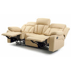 Canapé inclinable en similicuir avec accoudoirs rembourrés, style contemporain, 216 cm de large, disponible en 5 coloris