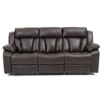Canapé inclinable en similicuir avec accoudoirs rembourrés, style contemporain, 216 cm de large, disponible en 5 coloris