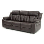 Canapé inclinable en similicuir avec accoudoirs rembourrés, style contemporain, 216 cm de large, disponible en 5 coloris
