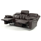 Canapé inclinable en similicuir avec accoudoirs rembourrés, style contemporain, 216 cm de large, disponible en 5 coloris