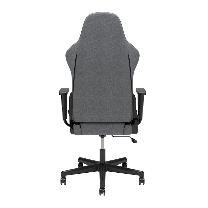 Canapé d'angle en U en lin gris et garni de duvet avec 2 poufs, méridienne réversible