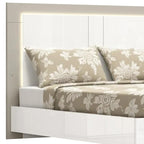 Cadre de lit King Size blanc laqué avec tête de lit LED, chambre moderne de luxe