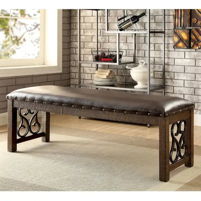 Banc de salle à manger en similicuir de style médiéval, assise rembourrée