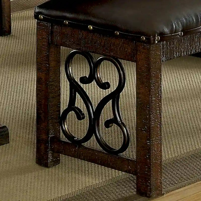 Banc de salle à manger en similicuir de style médiéval, assise rembourrée