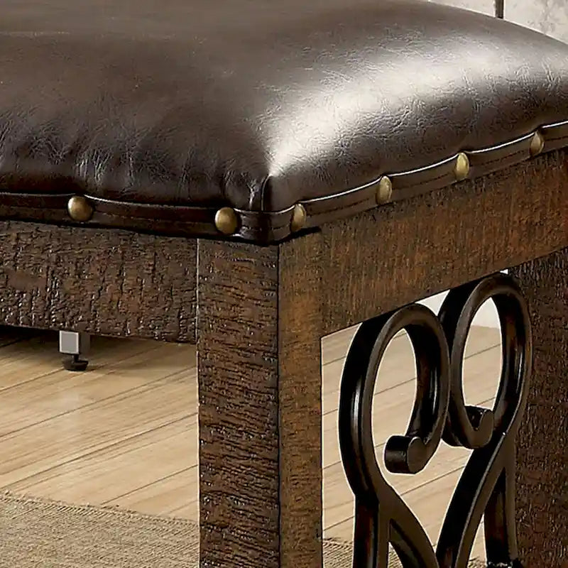 Banc de salle à manger en similicuir de style médiéval, assise rembourrée