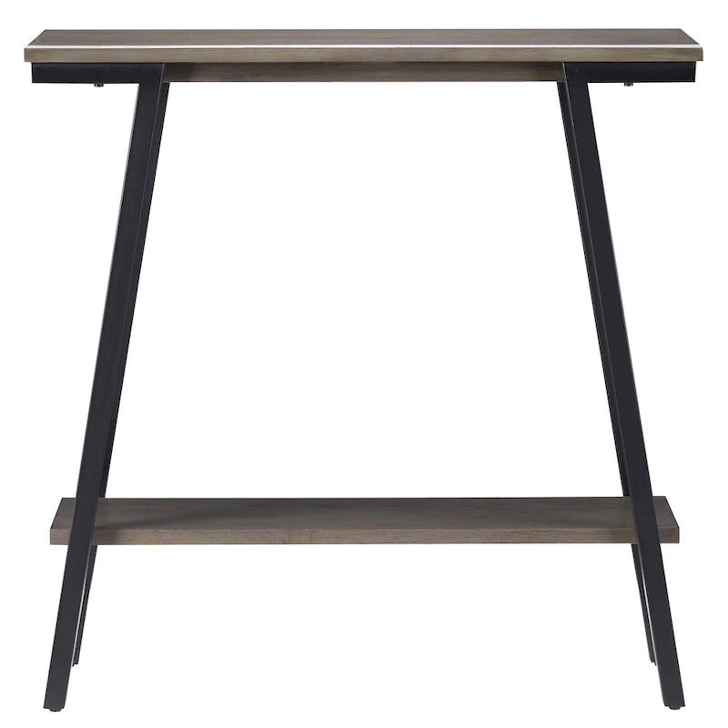 Table console de hall en bois et métal mélangés, base dorée, finition satinée blanche, style mission