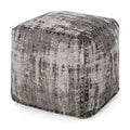 Pouf/Ottoman Cube en Tissu Bohème Tissé Main Repose-Pieds Style Bohème pour Salon