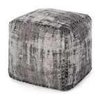 Pouf/Ottoman Cube en Tissu Bohème Tissé Main Repose-Pieds Style Bohème pour Salon