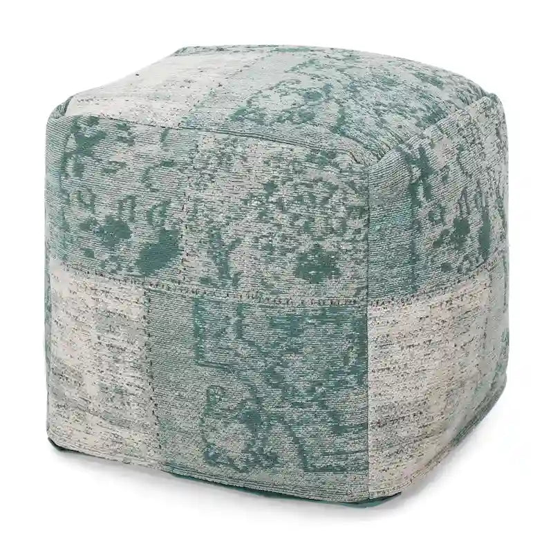 Pouf/Ottoman Cube en Tissu Bohème Tissé Main Repose-Pieds Style Bohème pour Salon