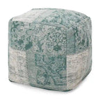 Pouf/Ottoman Cube en Tissu Bohème Tissé Main Repose-Pieds Style Bohème pour Salon
