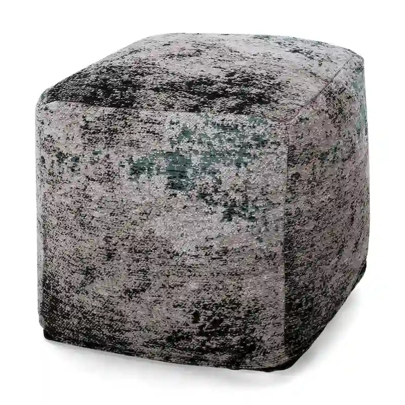 Pouf/Ottoman Cube en Tissu Bohème Tissé Main Repose-Pieds Style Bohème pour Salon