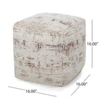 Pouf/Ottoman Cube en Tissu Bohème Tissé Main Repose-Pieds Style Bohème pour Salon
