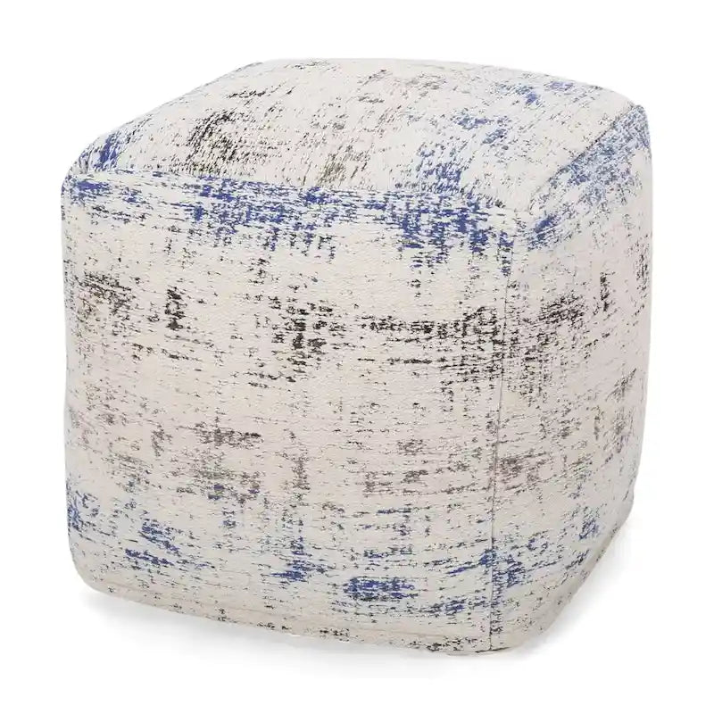 Pouf/Ottoman Cube en Tissu Bohème Tissé Main Repose-Pieds Style Bohème pour Salon