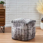 Pouf/Ottoman Cube en Tissu Bohème Tissé Main Repose-Pieds Style Bohème pour Salon