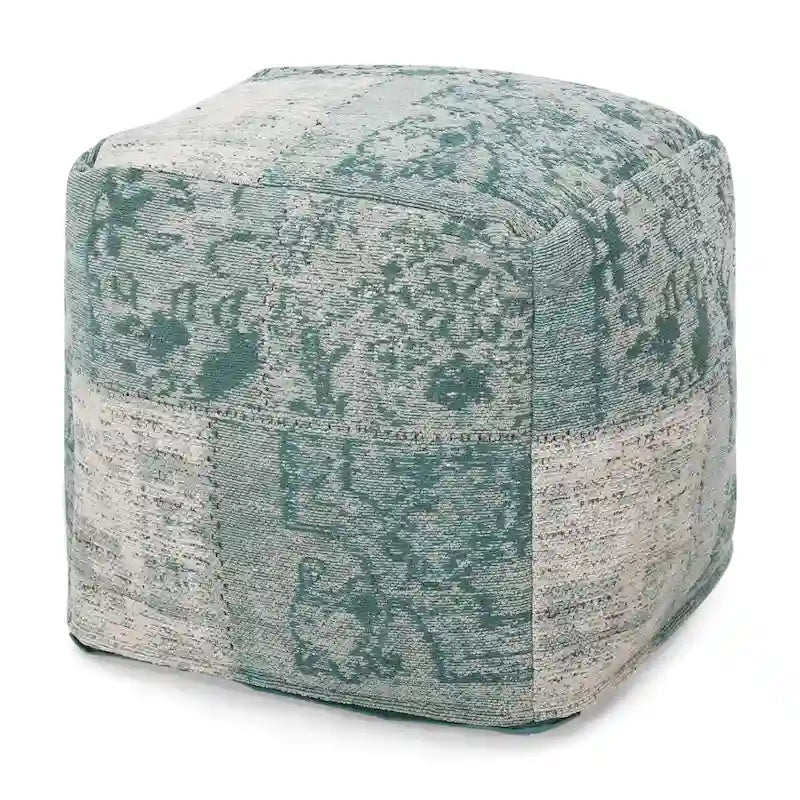 Pouf/Ottoman Cube en Tissu Bohème Tissé Main Repose-Pieds Style Bohème pour Salon