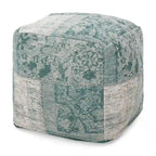 Pouf/Ottoman Cube en Tissu Bohème Tissé Main Repose-Pieds Style Bohème pour Salon