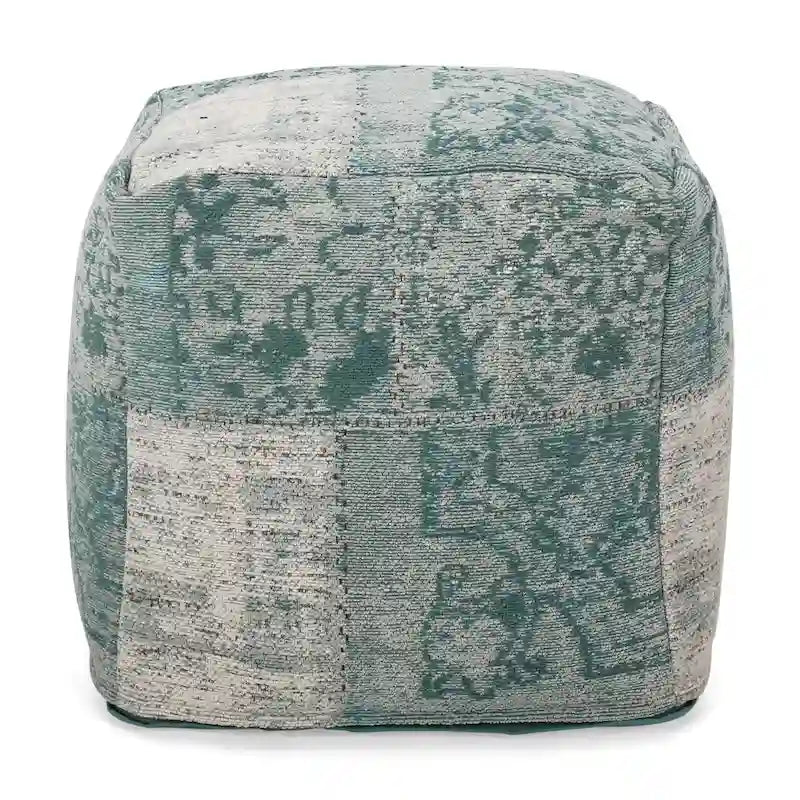 Pouf/Ottoman Cube en Tissu Bohème Tissé Main Repose-Pieds Style Bohème pour Salon